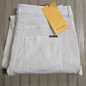 St John Straight Leg Stretch 5 Pocket Jeans Cream Size 12 NWT MSRP $ 295. Tall